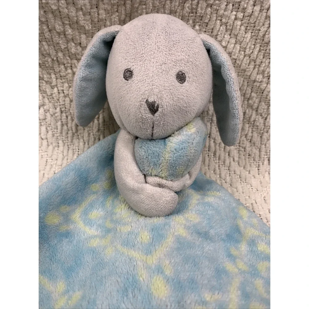 Blankets &‎ Beyond HTF Lovey Security Bunny Blue Yellow Damask 12